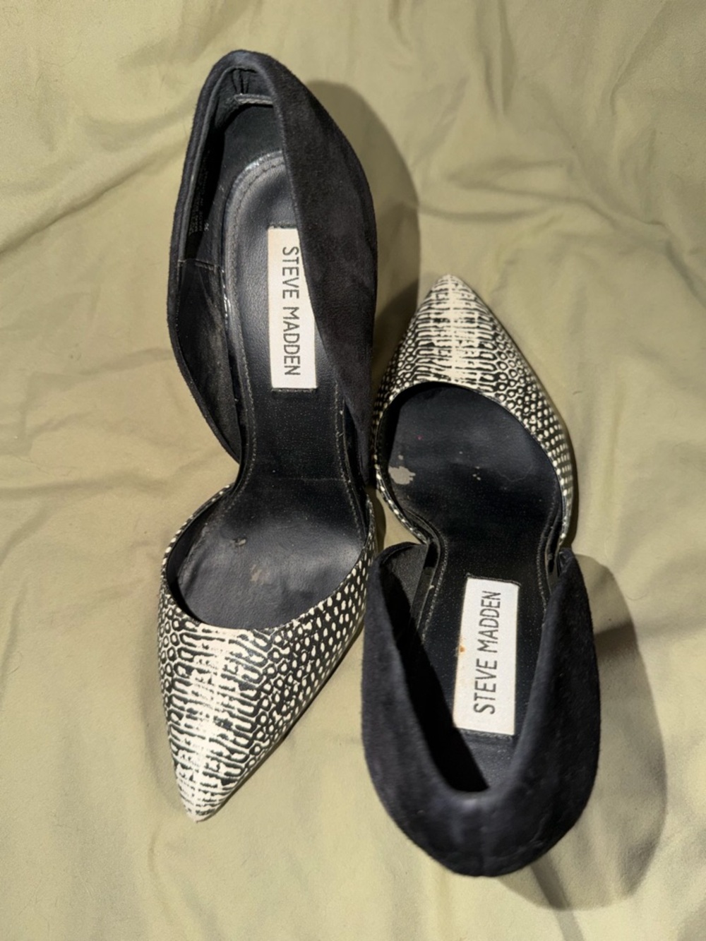 Steve Madden Varcityy Black and White Snakeskin Pointed-Toe Dress Pumps Heels - Picture 6 of 6
